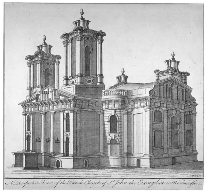 Framed Print : Church of St John the Evangelist, Westminster, London, c1750 Framed Print : Church of St John the Evangelist, Westminster, London, c1750