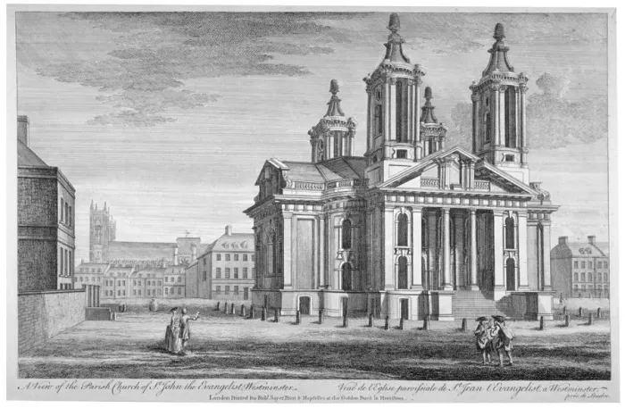 Framed Print : Church of St John the Evangelist, Westminster, London, c1751 Framed Print : Church of St John the Evangelist, Westminster, London, c1751