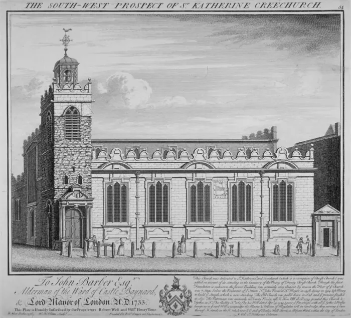 Framed Print : Church of St Katherine Cree, City of London, 1740. Artist: William Henry Toms Framed Print : Church of St Katherine Cree, City of London, 1740. Artist: William Henry Toms