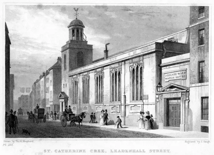 Framed Print : Church of St Katherine Cree, Leadenhall Street, City of London, 19th century. Artist: J Gough Framed Print : Church of St Katherine Cree, Leadenhall Street, City of London, 19th century. Artist: J Gough