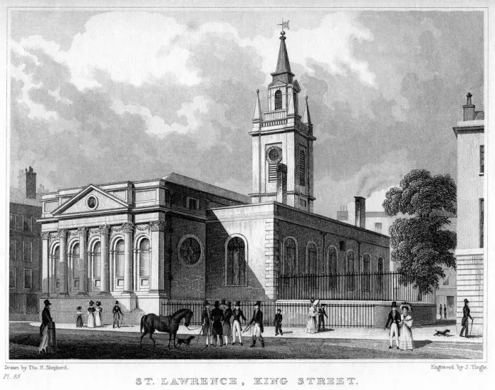 Framed Print : Church of St Lawrence, King Street, London, 19th century. Artist: J Tingle Framed Print : Church of St Lawrence, King Street, London, 19th century. Artist: J Tingle