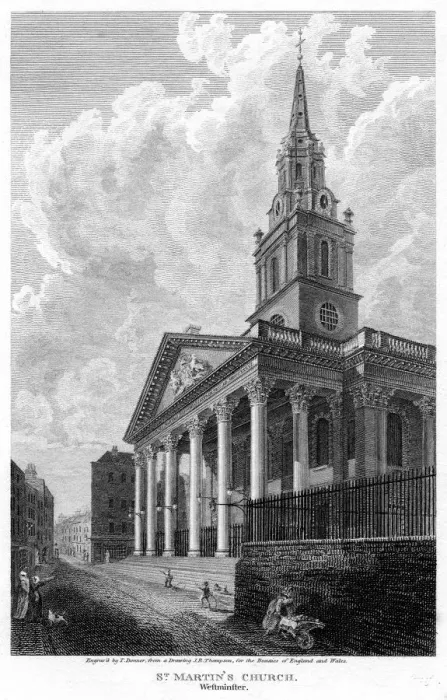 Framed Print : Church of St Martin in the Fields, Westminster, London, 1810. Artist: T Bonnor Framed Print : Church of St Martin in the Fields, Westminster, London, 1810. Artist: T Bonnor