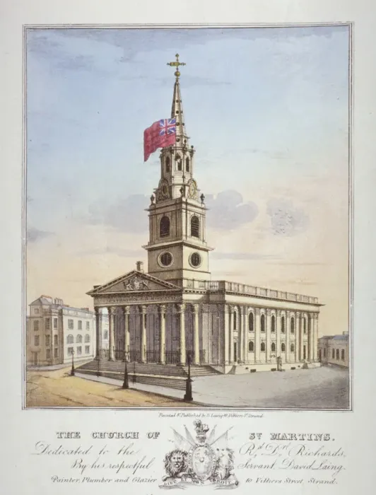 Framed Print : Church of St Martin-in-the-Fields, Westminster, London, c1825 Framed Print : Church of St Martin-in-the-Fields, Westminster, London, c1825