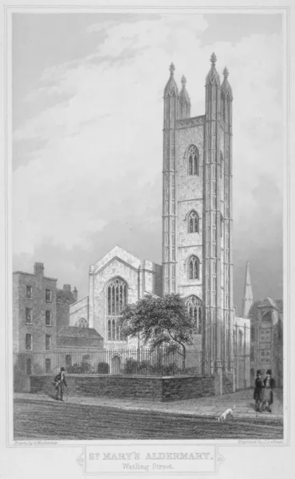 Framed Print : Church of St Mary Aldermary, City of London, 1839. Artist: John Le Keux Framed Print : Church of St Mary Aldermary, City of London, 1839. Artist: John Le Keux