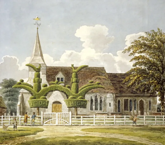 Framed Print : Church of St Mary, Bedfont, Middlesex, 1802 Framed Print : Church of St Mary, Bedfont, Middlesex, 1802