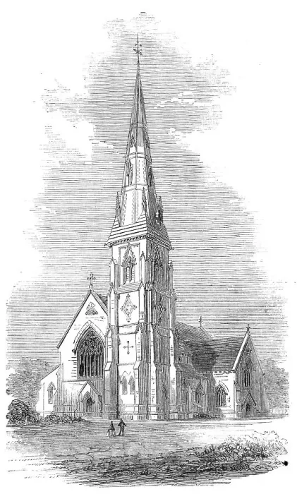 Framed Print : Church of St. Mary, in course of construction at Hornsey-Rise, 1860. Creator: Unknown Framed Print : Church of St. Mary, in course of construction at Hornsey-Rise, 1860. Creator: Unknown