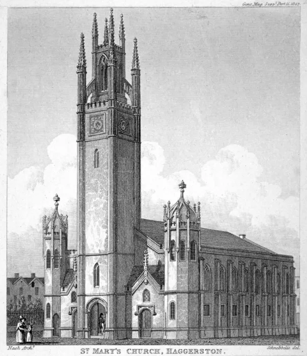 Framed Print : Church of St Mary Haggerston, Hackney, London, 1827 Framed Print : Church of St Mary Haggerston, Hackney, London, 1827
