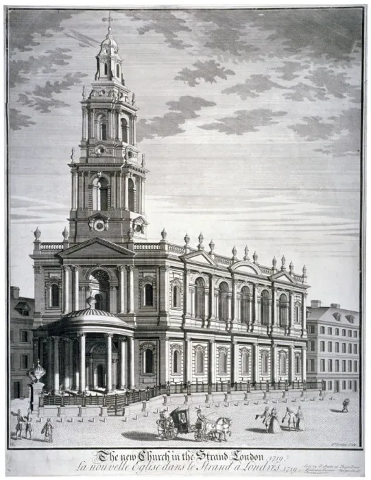 Framed Print : Church of St Mary le Strand, Westminster, London, 1719. Artist: David Lockley Framed Print : Church of St Mary le Strand, Westminster, London, 1719. Artist: David Lockley