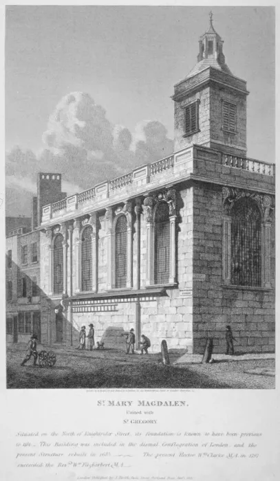 Framed Print : Church of St Mary Magdalen, Old Fish Street, City of London, 1812. Artist: Joseph Skelton Framed Print : Church of St Mary Magdalen, Old Fish Street, City of London, 1812. Artist: Joseph Skelton