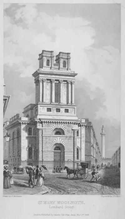 Framed Print : Church of St Mary Woolnoth, City of London, 1838. Artist: John Le Keux Framed Print : Church of St Mary Woolnoth, City of London, 1838. Artist: John Le Keux