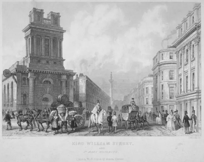 Framed Print : Church of St Mary Woolnoth, City of London, 1840. Artist: John Woods Framed Print : Church of St Mary Woolnoth, City of London, 1840. Artist: John Woods