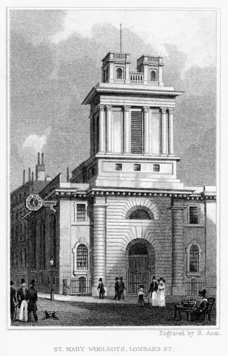Framed Print : Church of St Mary Woolnoth, Lombard Street, City of London, 19th century Artist: R Acon Framed Print : Church of St Mary Woolnoth, Lombard Street, City of London, 19th century Artist: R Acon