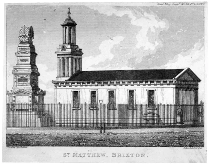 Framed Print : Church of St Matthew, Brixton, Lambeth, London, c1825 Framed Print : Church of St Matthew, Brixton, Lambeth, London, c1825
