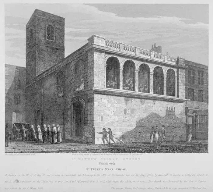 Framed Print : Church of St Matthew, Friday Street, City of London, 1814. Artist: Joseph Skelton Framed Print : Church of St Matthew, Friday Street, City of London, 1814. Artist: Joseph Skelton