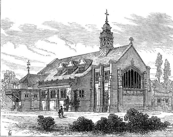 Framed Print : Church of St. Michael and All Angels, Bedford Park, Chiswick, 1880. Creator: Unknown Framed Print : Church of St. Michael and All Angels, Bedford Park, Chiswick, 1880. Creator: Unknown
