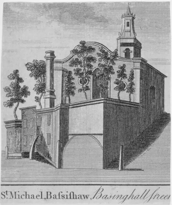 Framed Print : Church of St Michael Bassishaw, Basinghall Street, City of London, 1750 Framed Print : Church of St Michael Bassishaw, Basinghall Street, City of London, 1750