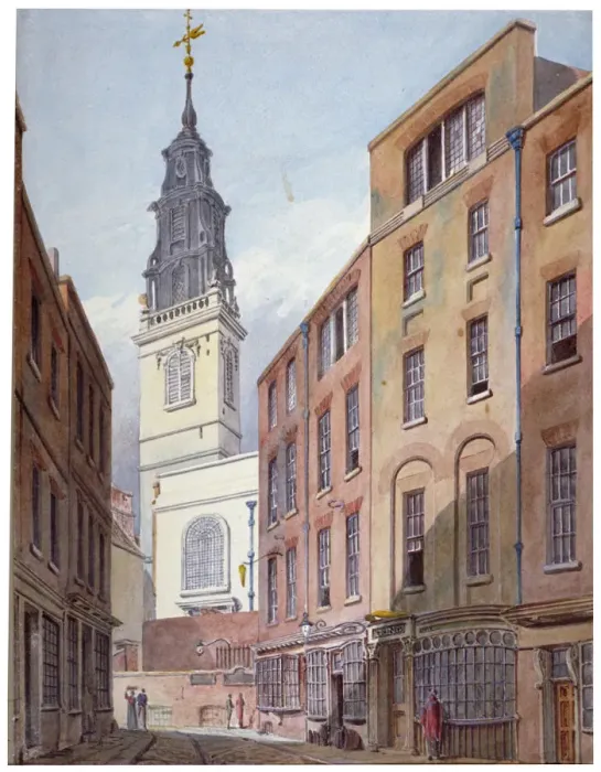 Framed Print : Church of St Michael, Crooked Lane and part of Crooked Lane, City of London, c1815 Framed Print : Church of St Michael, Crooked Lane and part of Crooked Lane, City of London, c1815