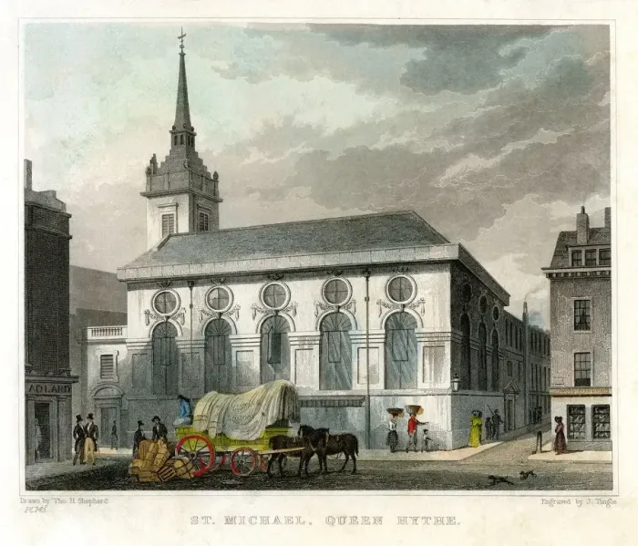 Framed Print : Church of St Michael Queenhithe, City of London, 1831. Artist: J Tingle Framed Print : Church of St Michael Queenhithe, City of London, 1831. Artist: J Tingle