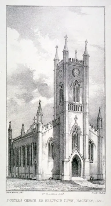 Framed Print : Church of St Peter de Beauvoir Town, Hackney, London, 1841. Artist: Dean and Munday Framed Print : Church of St Peter de Beauvoir Town, Hackney, London, 1841. Artist: Dean and Munday