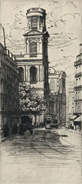 Framed Print : The Church of St Sulpice, 1915. Artist: Caroline Helena Armington Framed Print : The Church of St Sulpice, 1915. Artist: Caroline Helena Armington