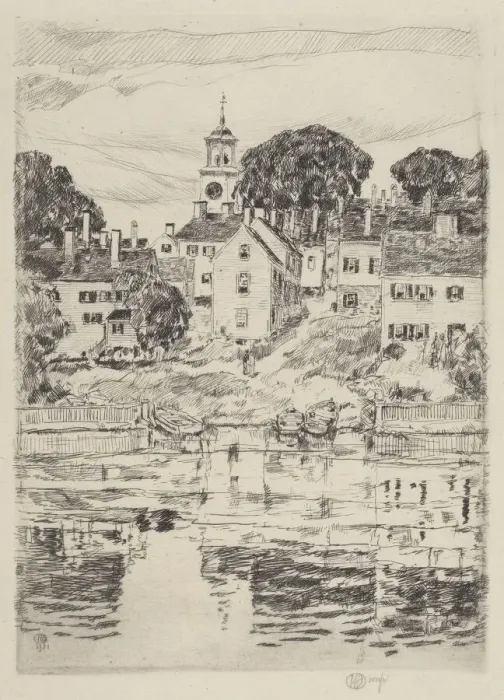 Framed Print : The Church Tower, Portsmouth, 1921. Creator: Frederick Childe Hassam Framed Print : The Church Tower, Portsmouth, 1921. Creator: Frederick Childe Hassam