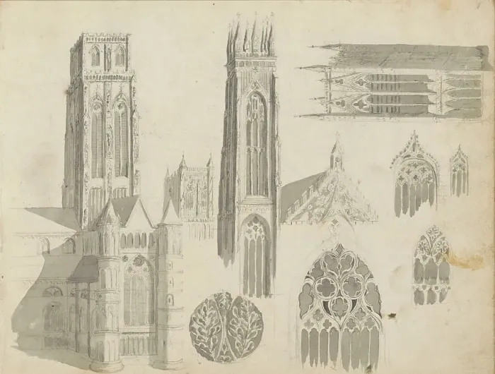 Framed Print : Church towers and tracery, 1822-1893. Creator: Willem Troost II Framed Print : Church towers and tracery, 1822-1893. Creator: Willem Troost II
