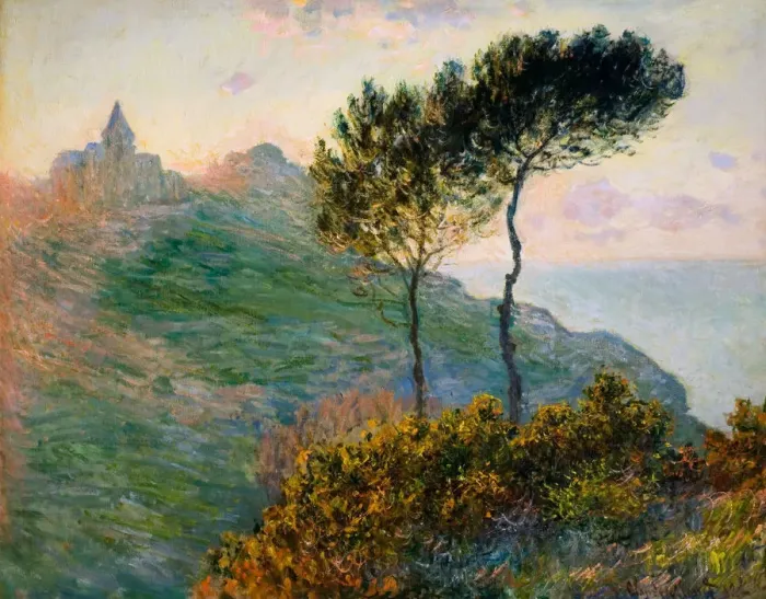 Framed Print : The Church at Varengeville, against the Sunlight, 1882 Framed Print : The Church at Varengeville, against the Sunlight, 1882