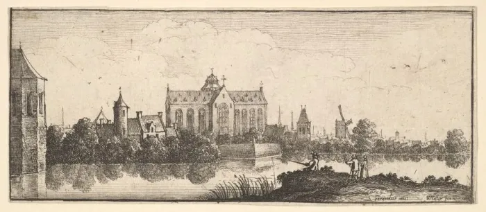 Framed Print : The church by the water, 1625-77. Creator: Wenceslaus Hollar Framed Print : The church by the water, 1625-77. Creator: Wenceslaus Hollar