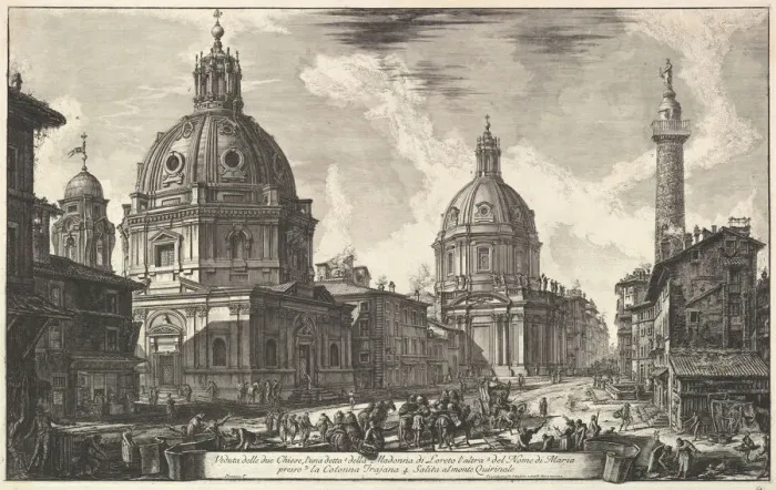 Framed Print : Two churches near Trajans column, S. Maria di Loreto and Santissimo Nome di Maria (Ve Framed Print : Two churches near Trajans column, S. Maria di Loreto and Santissimo Nome di Maria (Ve