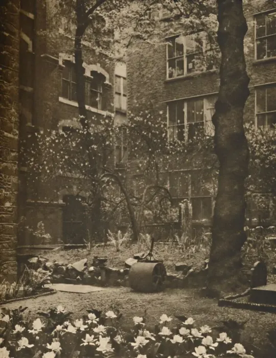 Framed Print : The Empty Churchyard of What Was All Hallows Staining, c1935. Creator: Walter Benington Framed Print : The Empty Churchyard of What Was All Hallows Staining, c1935. Creator: Walter Benington