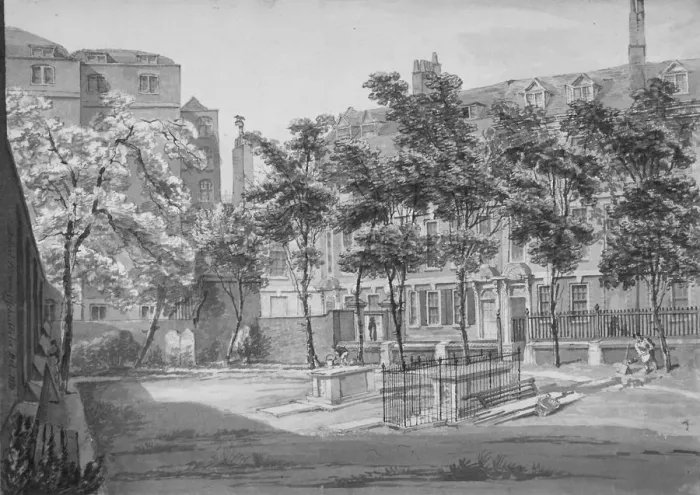 Framed Print : Churchyard, Fenchurch Street, City of London, 1820. Artist: Robert Blemmell Schnebbelie Framed Print : Churchyard, Fenchurch Street, City of London, 1820. Artist: Robert Blemmell Schnebbelie