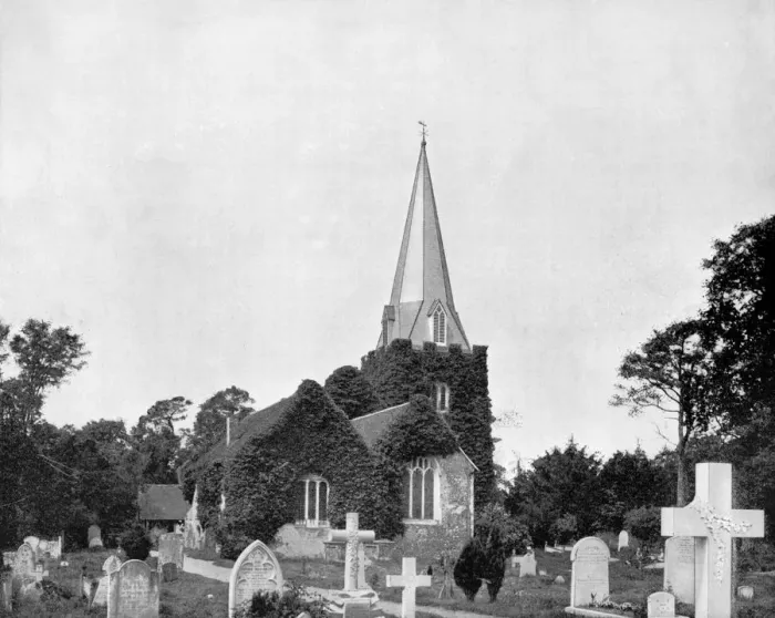 Framed Print : Churchyard of Stoke-Pogis, England, 1893. Artist: John L Stoddard Framed Print : Churchyard of Stoke-Pogis, England, 1893. Artist: John L Stoddard
