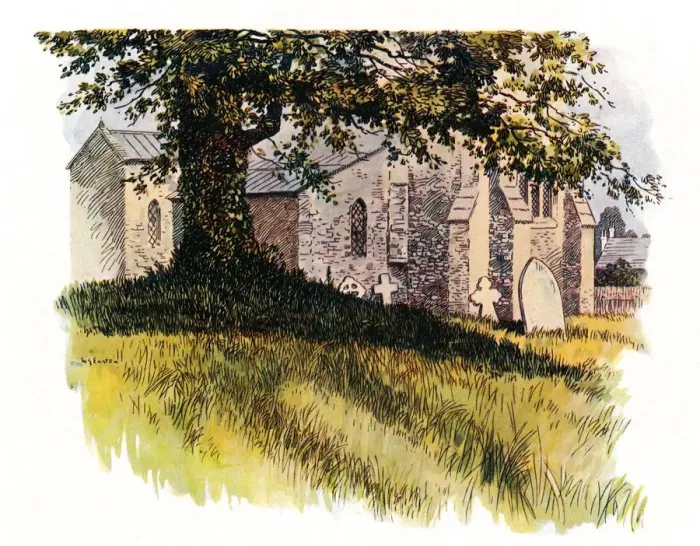 Framed Print : Churchyard at Tolpuddle showing James Hammetts grave, 1934 Framed Print : Churchyard at Tolpuddle showing James Hammetts grave, 1934