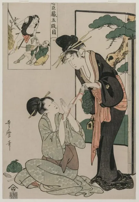 Framed Print : Chushingura: Act V of The Storehouse of Loyalty, late 1790s. Creator: Kitagawa Utamaro (Japanese Framed Print : Chushingura: Act V of The Storehouse of Loyalty, late 1790s. Creator: Kitagawa Utamaro (Japanese