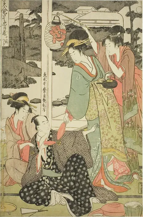 Framed Print : The Chushingura Drama Parodied by Famous Beauties: A Set of Twelve Prints (Komei... c. 1794 / 95. Creator: Kitagawa Utamaro) Framed Print : The Chushingura Drama Parodied by Famous Beauties: A Set of Twelve Prints (Komei... c. 1794 / 95. Creator: Kitagawa Utamaro)