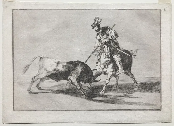 Framed Print : The Cid Campeador Spearing Another Bull, 1815-1816. Creator: Francisco de Goya (Spanish Framed Print : The Cid Campeador Spearing Another Bull, 1815-1816. Creator: Francisco de Goya (Spanish