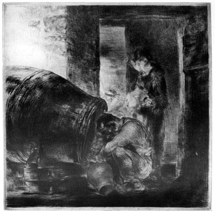 Framed Print : The Cider Barrel, 1929. Artist: Edmund Blampied Framed Print : The Cider Barrel, 1929. Artist: Edmund Blampied