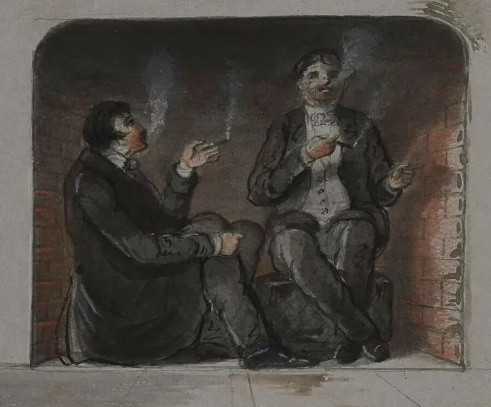 Framed Print : Cigar Smokers, mid 19th century. Creator: Alfred Jacob Miller Framed Print : Cigar Smokers, mid 19th century. Creator: Alfred Jacob Miller