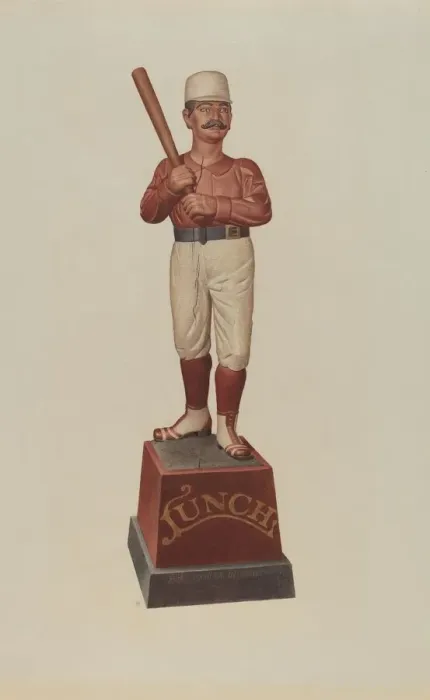 Framed Print : Cigar Store Figure: Ball Player, c. 1939. Creator: Albert Ryder Framed Print : Cigar Store Figure: Ball Player, c. 1939. Creator: Albert Ryder