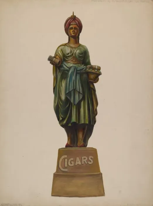 Framed Print : Cigar Store Figure, c. 1937. Creator: Walter Hochstrasser Framed Print : Cigar Store Figure, c. 1937. Creator: Walter Hochstrasser