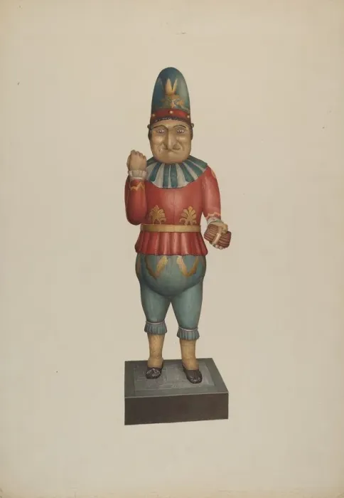 Framed Print : Cigar Store Figure: Punch, c. 1939. Creator: Robert Pohle Framed Print : Cigar Store Figure: Punch, c. 1939. Creator: Robert Pohle
