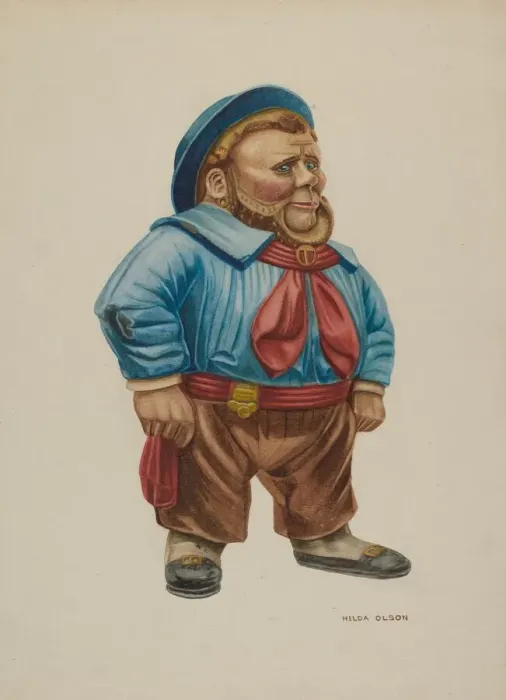 Framed Print : Cigar Store Figure Sailor, c. 1940. Creator: Hilda Olson Framed Print : Cigar Store Figure Sailor, c. 1940. Creator: Hilda Olson