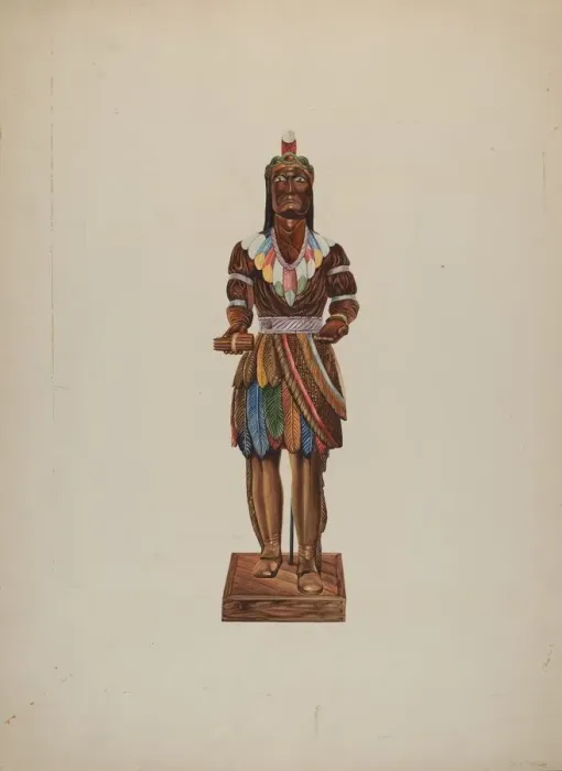 Framed Print : Cigar Store Indian, 1935 / 1942. Creator: Einar Heiberg Framed Print : Cigar Store Indian, 1935 / 1942. Creator: Einar Heiberg
