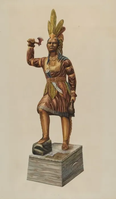 Framed Print : Cigar Store Indian, 1935 / 1942. Creator: Einar Heiberg Framed Print : Cigar Store Indian, 1935 / 1942. Creator: Einar Heiberg