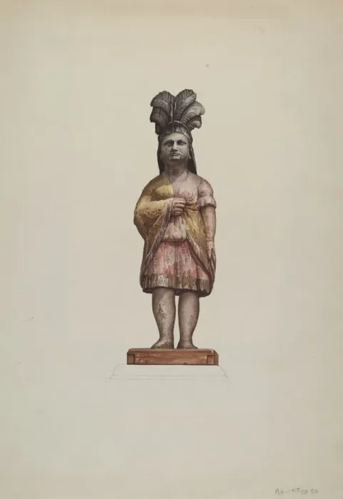 Framed Print : Cigar Store Indian, 1935 / 1942. Creator: Flora Merchant Framed Print : Cigar Store Indian, 1935 / 1942. Creator: Flora Merchant