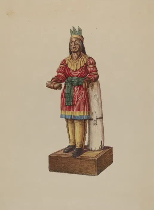 Framed Print : Cigar Store Indian, 1935 / 1942. Creator: Unknown Framed Print : Cigar Store Indian, 1935 / 1942. Creator: Unknown