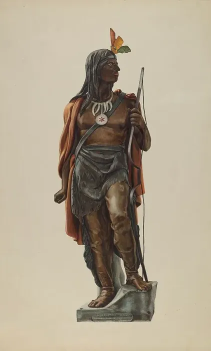 Framed Print : Cigar Store Indian, 1935 / 1942. Creators: Maurice Van Felix, Elizabeth Fairchild Framed Print : Cigar Store Indian, 1935 / 1942. Creators: Maurice Van Felix, Elizabeth Fairchild