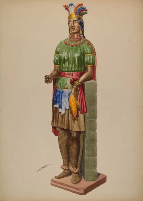 Framed Print : Cigar Store Indian, 1937. Creator: Charles Moss Framed Print : Cigar Store Indian, 1937. Creator: Charles Moss