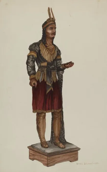 Framed Print : Cigar Store Indian, 1937. Creator: Ethel Dougan Framed Print : Cigar Store Indian, 1937. Creator: Ethel Dougan