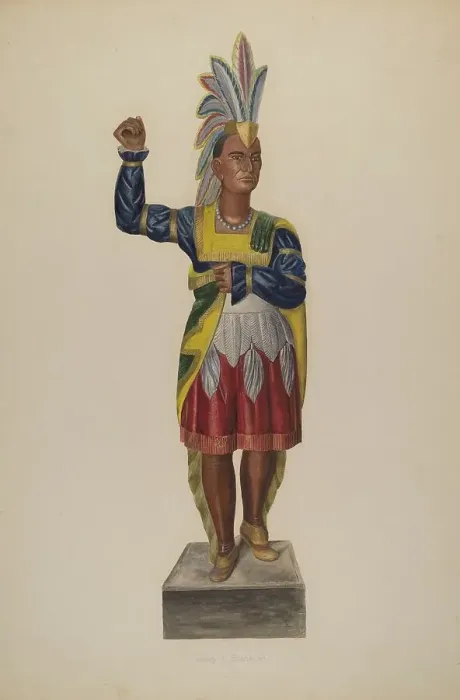 Framed Print : Cigar Store Indian, 1937. Creator: Irving L. Biehn Framed Print : Cigar Store Indian, 1937. Creator: Irving L. Biehn